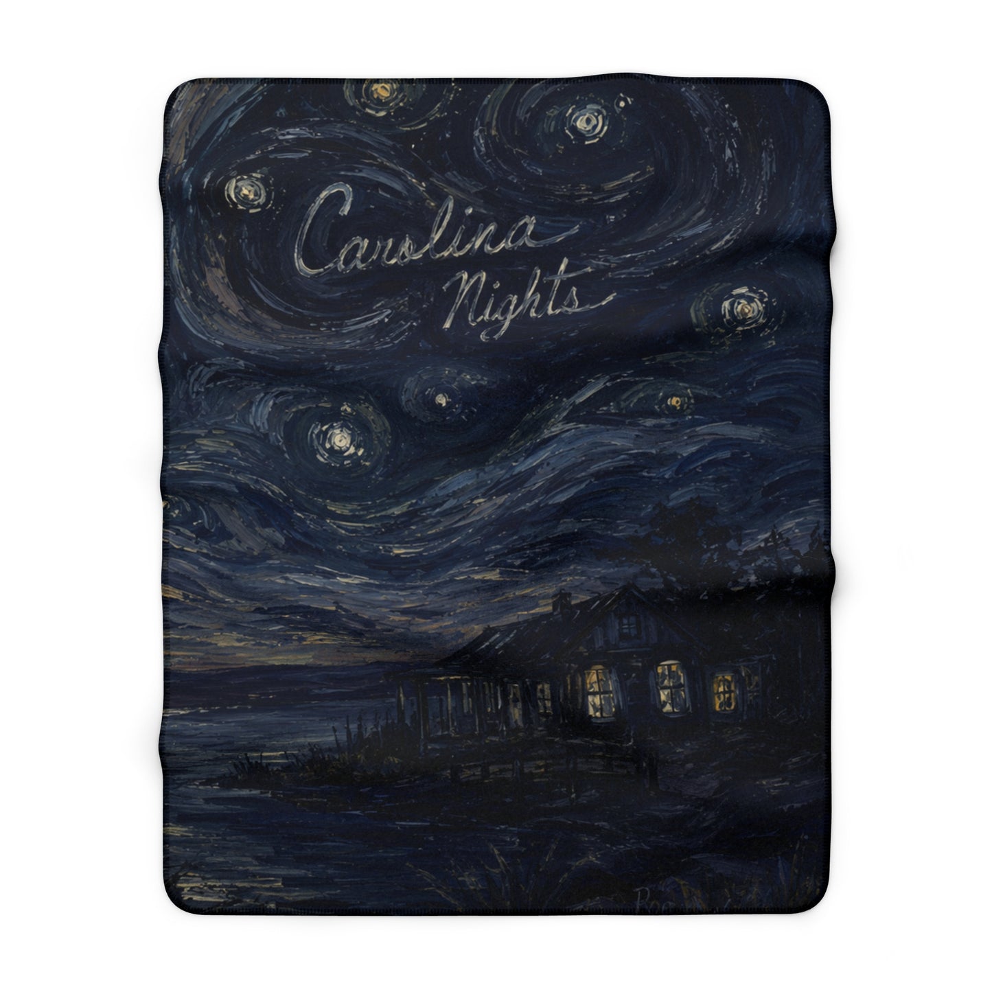 Carolina Nights Sherpa Blanket — Moonlit Lowcountry Marsh Design